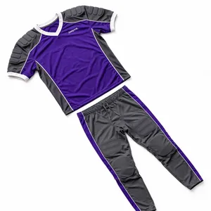 Ensemble de maillot de football américain rembourré noir pour homme AMKOOR, col en V, manches courtes, maille respirante, taille élastique, athlétique - Product Image 2