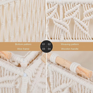 Set of 3 Macrame Luxurious Gift Storage <b>Baskets</b> with <b>Handles</b> Bohemian Style Multi-Purpose Rope Storage Organizers for Home Decor - Product Image 6