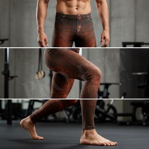 Lightweight Custom Style Faux Denim Compression Leggings Slim Fit Stretch Gym Running Workout Tights Fashion Jeggings Pants Men - Product Image 4