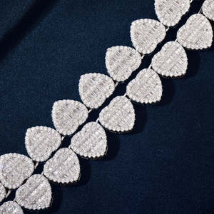 Collar de Plata de Ley S925 con Diamantes Moissanite VVS, Certificado por IGI, Corte Baguette, Forma de Corazón, Cadena de Eslabones, Estilo Hip Hop, Joyería Iced Out - Product Image 6
