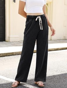 Autumn Winter Loose Thick Comfortable <b>Baggy</b> High Waist Eco-Friendly Sweatpants <b>Women</b> Wide Leg Acid Washed Pants 100% Cotton - Product Image 2