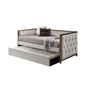 Mobili moderni per la casa Ultra elegante 1 pezzo struttura in legno massello Beige tessuto imbottito con Tufted Daybed per soggiorno - Product Image 5