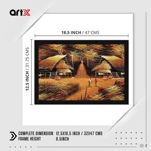 ArtX - Art mural classique en papier, scène de village, peinture naturelle multicolore pour salon, 12,5 x 18,5 pouces, lot de 1 - Product Image 4