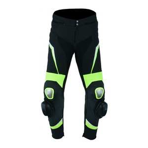 Pantalon de moto pour hommes, noir, vert néon, genouillères de protection, respirant, toutes saisons, vêtements de course pour adultes - Product Image 3
