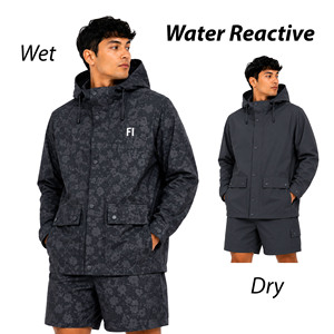 Wholesale Water Reactive Hooded Jacket Shorts Sets Hidden Pattern Waterproof Windproof Windbreaker Set Lightweight men's jackets - Product Image 1