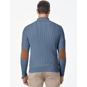 Pull classique anti-boulochage pour homme, col rond, en viscose/coton, tricot doux, essentiel pour l'hiver, décontracté, avec logo frontal - Product Image 4