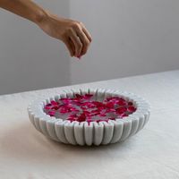 Decoratieve marmeren schaal, natuurlijke stenen fruitschaal, woonaccessoires