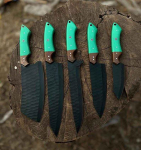New Brand Custom Handmade J2 Stainless Steel Powder Coated <b>Sharp</b> Hammered Blade Luxury Kitchen Chef <b>Knife</b> <b>Set</b> w/Pakkawood Handle - Product Image 6