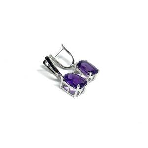 925 Silver Platinum Plated Amethyst Drop <b>Earrings</b> Bezel Setting Purple Gemstone Trendy Women's Jewelry Everyday Wear Third Party - Product Image 5