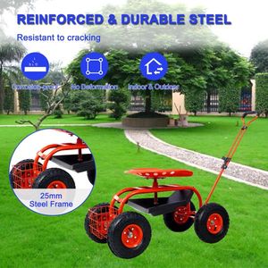 Carrello da Giardino Regolabile in Altezza con 4 Ruote, Manico Estensibile, Personalizzabile, Supporto OEM, Robusto Scooter a Rotelle - Product Image 6