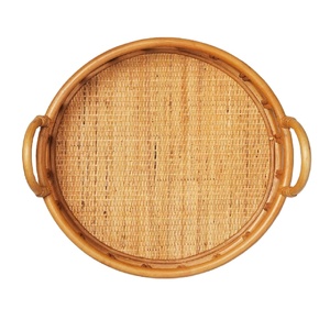 Trending Rattan <b>Tea</b> Serving <b>Tray</b> in Woven Round Design Perfect for Tabletop Wedding and Ramadan Eid Decoration - Product Image 1