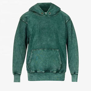 Sudadera con Capucha y Cremallera para Hombre, Verde Sólido, 100% Algodón Felpa, Antipilling, Casual, para Otoño, con Bolsillos, Corte Regular - Product Image 1