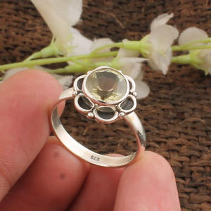 Anillo de Plata de Ley con Citrino Engastado en Bisel, Gema de Nacimiento de Noviembre, Joyería de Declaración para Boda de Mujer, Regalo - Product Image 4