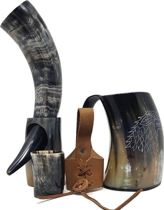 Cuerno Vikingo 100% Auténtico para Beber, Hecho a Mano, Ecológico, Diseño Único, Grabado, Cuerno Natural de Buey/Vaca/Búfalo - Product Image 1