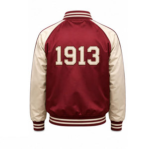 Chaqueta Bomber Delta Sigma Theta Roja con Estampado '19' en la Espalda, Estilo Preppy para Hombre, Chaqueta Universitaria de Satén con Cierre Frontal - Product Image 6