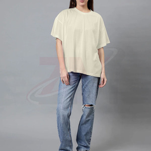 Camiseta de Cuello Redondo Extra Grande Personalizada para Mujer, Manga Corta, Corte Holgado, Color Sólido, Algodón Jersey, Ropa Casual de Primavera/Verano - Product Image 5