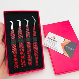 Pince à cils en acier inoxydable de haute qualité Volume testé à la main Pince à épiler durable avec pointe pointue Livré au cas où - Product Image 3