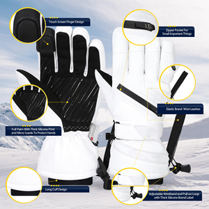 Gants de ski thermiques avancés, résistants à l'eau, mitaines de neige respirantes avec ajustement réglable pour les sports d'hiver en montagne - Product Image 2