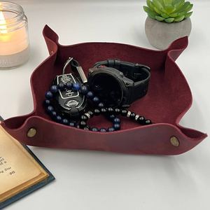 Dual Tone Genuine Leather Tray Stylish Two Color Office <b>Desk</b> Catchall Custom Logo Real Cowhide Tray GLTY-0076 - Product Image 3