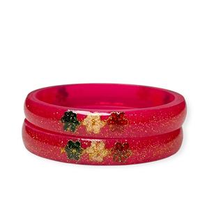 กำไลข้อมืออะคริลิคสีชมพูดีไซน์ดอกไม้ประดับมุกเลียนแบบทรงเหลี่ยมมรกตสุดฮิต ชุบทอง เหมาะสำหรับงานแต่งงาน - Product Image 3