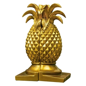 Luxury design Gold Pineapple Bookend Set Metal Decorative Book Holder Modern Desk Organizer Home Office <b>Shelf</b> Decor Custom Size - Product Image 2