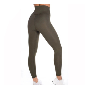 Leggings de Yoga de Cintura Alta Color Gris Jaspeado, Largos, de Color Sólido, Cintura Elástica sin Costuras, Pantalones de Spandex y Poliéster - Product Image 5