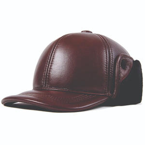 Casquette de baseball en cuir marron réglable avec fermeture snapback, style streetwear décontracté, avec cache-oreilles, respirante, imperméable, pour l'hiver et l'été, logo personnalisé - Product Image 6