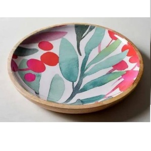 Bol en bois d'acacia haut de gamme pour fruits et salades, finition royale, intérieur émaillé imprimé, idéal pour hôtels et restaurants - Product Image 4