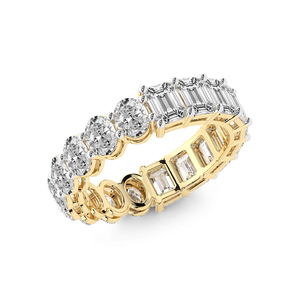 แหวนทองคำแท้ 14k/18k ประดับเพชรเจียระไนทรงรีและมรกต Jayla ดีไซน์แบบ Eternity สำหรับผู้หญิงและเด็กผู้หญิง สวมใส่ในงานแต่งงาน - Product Image 4
