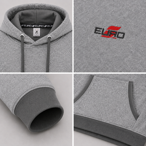 Sweat-shirt à capuche gris pour homme, couleur unie, style streetwear décontracté, logo frontal, en molleton tricoté, pour l'automne, 300g - Product Image 6
