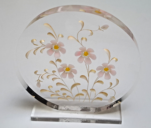 Royal Blossom Classic Handpainted Glass <b>Coaster</b> <b>Heat</b> Resistant Non-Slip Design 6mm Thick Washable for Serving Cocktails Whiskey - Product Image 1