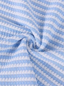Women's Striped Knitted Crop <b>Top</b> And Shorts Set Off Shoulder Sleeveless Drawstring Waist Blue White Two Piece Outfit - Product Image 3