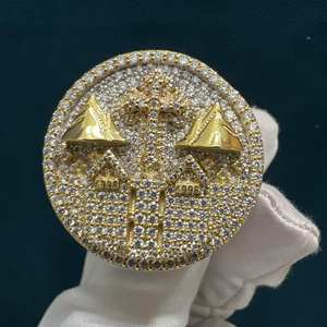 Anillo de Hip Hop Personalizado con Moissanita, Plata 925 Original, Joyería Iced Out para Hombre, Ideal para Fiestas y Eventos - Product Image 1