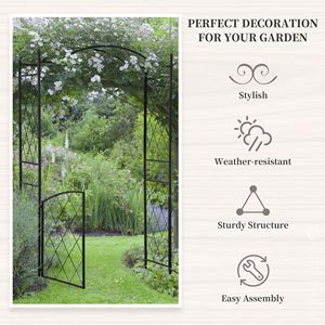 Arco da Giardino in Metallo Nero da 85 Piedi, Resistente all'Acqua, con Porte Bloccabili per Matrimoni - Product Image 5