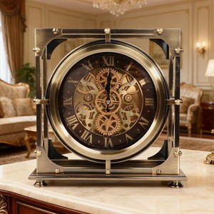 Industrial Pine Wood Wall and <b>Desk</b> <b>Clocks</b> with Cast Iron Accents Rectangular Design-OEM Custom Wholesale | Aqudus Saleem India - Product Image 1