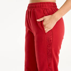 Pantalones Deportivos de Algodón Rojo para Mujer, Cintura Elástica, Bolsillos Laterales, Corte Holgado, Largos, Casuales, para Otoño - Product Image 3