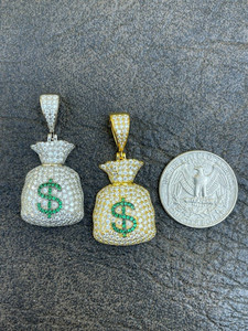 Men's Hip Hop <b>Solid</b> Real <b>Gold</b> Plated Money Bag <b>Pendant</b> With Dollar Sign Charm Hiphop Style Alloy Necklace - Product Image 3
