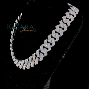 Moissanite <b>Statement</b> <b>Necklace</b> 18k Gold Plated S925 Silver Rhodium Plated Geometric Link Chain Luxury Party Jewelry Unisex - Product Image 5