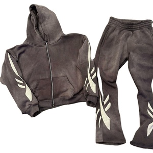 Bas quantité minimale de commande impression personnalisée pantalons de survêtement et sweat à capuche ensemble hommes poids lourd vêtements de rue survêtements Tech polaire 2 pièces ensemble sweats à capuche unisexe - Product Image 3