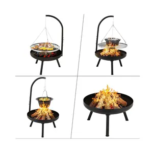 Nhà Máy BSCI Có Thể Điều Chỉnh Chiều Cao Nấu Nướng Bbq Than Ba Chân Nướng Thịt Với Bát Lửa