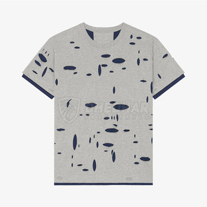 T-shirt uni ample et déchiré pour homme, idéal pour l'été, 100% coton, fabriqué au Pakistan - Product Image 2