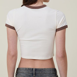 Wholesale Lightweight Casual Women's <b>Crop</b> <b>Top</b> Fashionable T-shirt for Summer Breathable and Short Length - Product Image 2