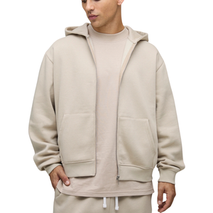 Sweat à capuche zippé personnalisé pour homme, coupe ample, en mélange de coton épais de qualité supérieure, épaules tombantes, style streetwear, fabricant OEM ODM - Product Image 1
