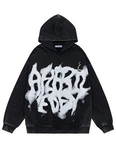 Sudadera con capucha para hombre con bordado desgastado, tela suave, puños y cintura acanalados, estilo moderno. - Product Image 1