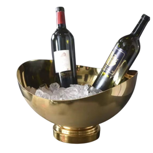 Stainless Steel Silver Champagne <b>Cooler</b> Bucket With Base Vintage Design Metal Wine Ice Bucket Beverage Tub For Parties Events - Product Image 4