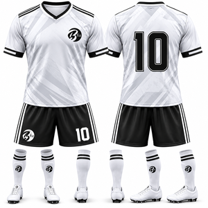 Ensemble de maillots de football personnalisés imprimés, 100% polyester, séchage rapide, respirant, uniforme de football à manches courtes, vêtements d'équipe - Product Image 1