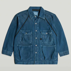 Veste en jean surdimensionnée pour homme, style déchiré, coupe ample, 100% coton, boutonnée, manches longues, respirante, coupe-vent - Product Image 1