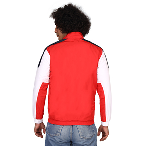 Red <b>White</b> Color Block Men's Windbreaker Jacket <b>Zip</b> Up Lightweight Outerwear for Streetwear - Product Image 2