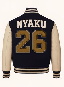 100% Custom Coated Leather <b>Men's</b> <b>Long</b> Sleeve Letterman Varsity <b>Jackets</b> Wool Stand Collar Spring High Street Waterproof Front - Product Image 6