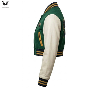 แจ็คเก็ตวาร์ซิตี้สีเขียวแบบใหม่สั่งทำพิเศษ พร้อมปักโลโก้ S และแพทช์ Wildcats แขนยาว ปกคอพับ ใส่ได้ในฤดูใบไม้ร่วง - Product Image 4